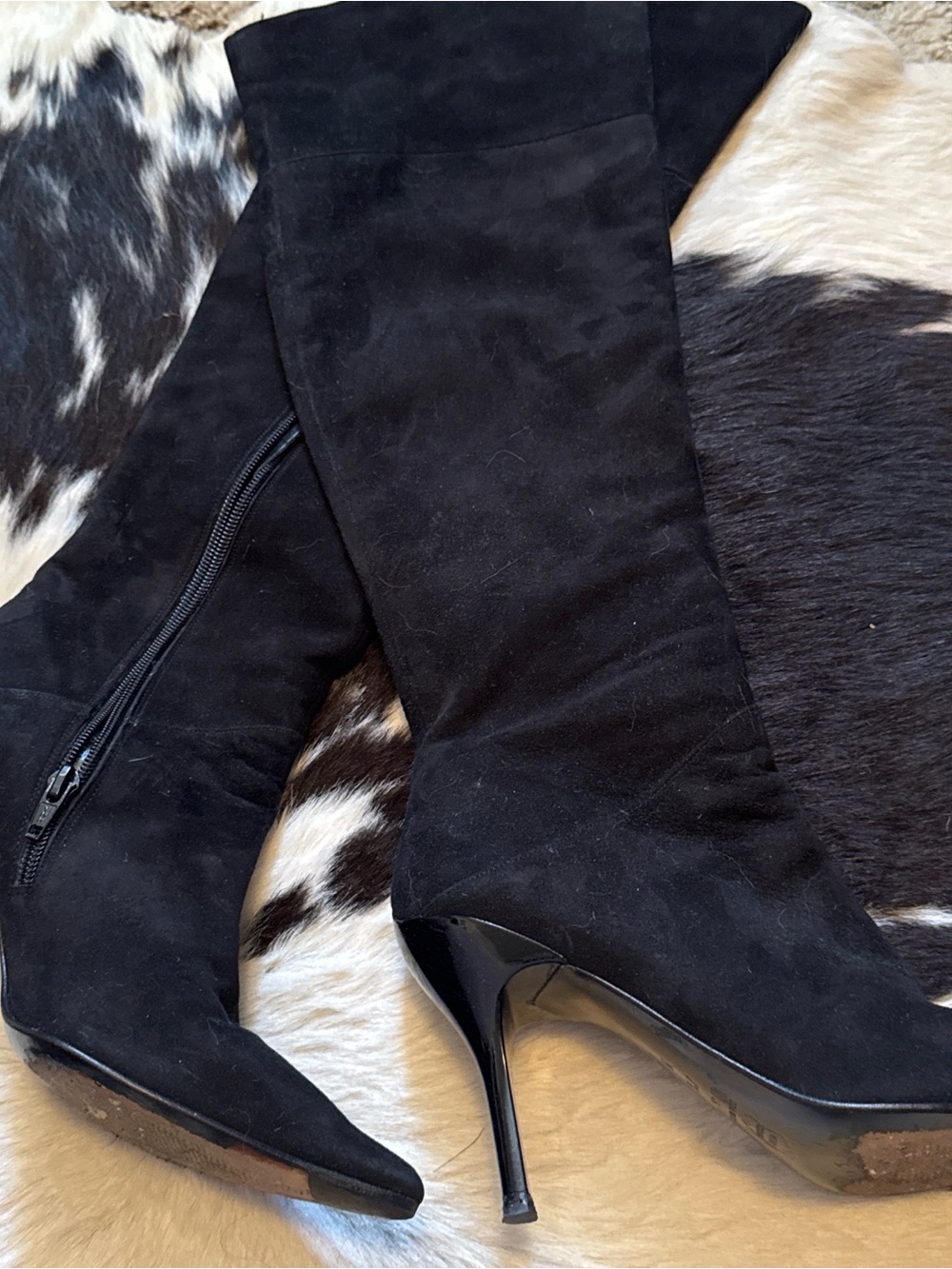 Via Spiga Black Suede Over-the-Knee Stiletto Boots